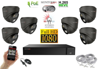 Monitorrs Security Hybrid Light IP 6 kamerový set 2 Mpix GDome (6212K6)